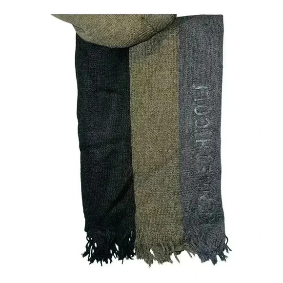 Kenneth Cole Gray/Green Mens Scarf and Beanie Set - Picture 4 of 6